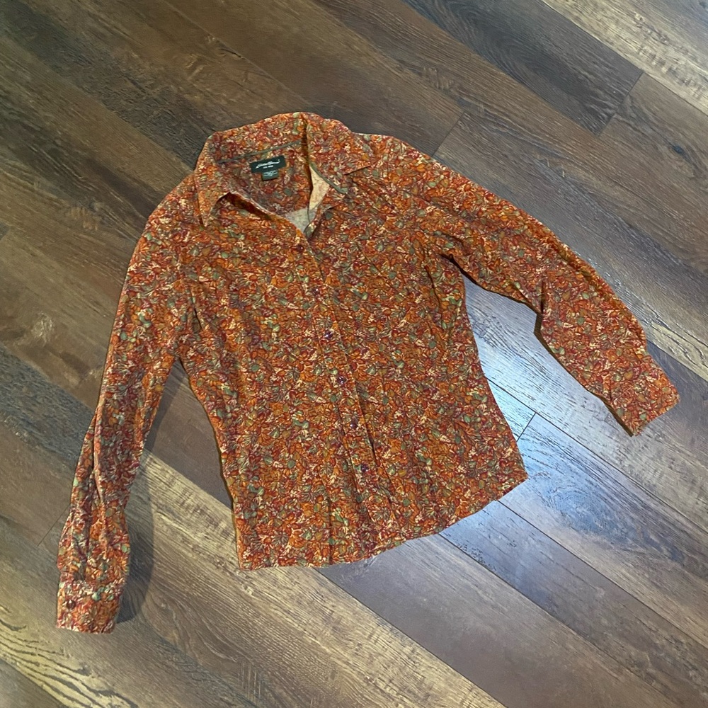 Eddie Bauer Orange Patterned Shirt - image 1